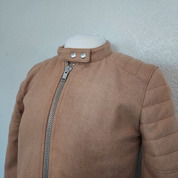Gap Tan Wool Blend Moto Zip Jacket Size Small - Picture 5 of 12